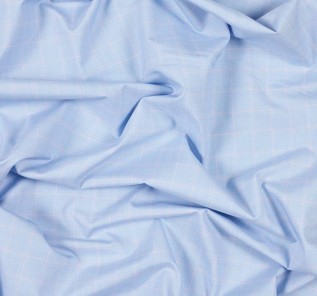 Ткань сорочечная "Зефир" из 100% хлопка в клетку "Принц Уэльский" в розово-голубых тонах в наличии