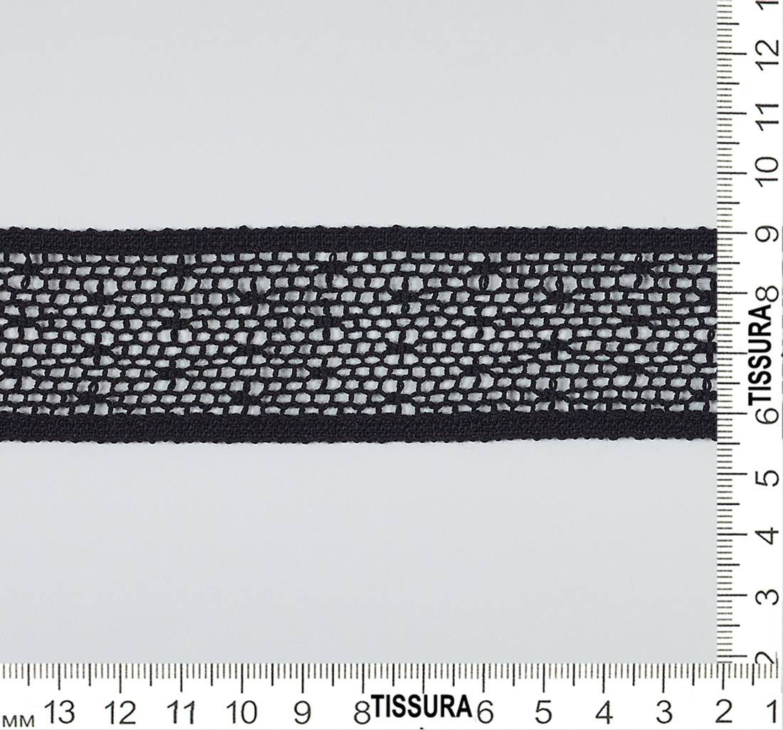 Тесьма кружевная из хлопка черная в сеточку бобинет и в горошек "point d'esprit" (пуа д'эспри́) в наличии