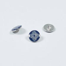 Пуговица металлическая круглая на ножке. Декор "Узел Соломона", стразы Swarovski, эмалевое покрытие. Цвет серебро/синий в наличии