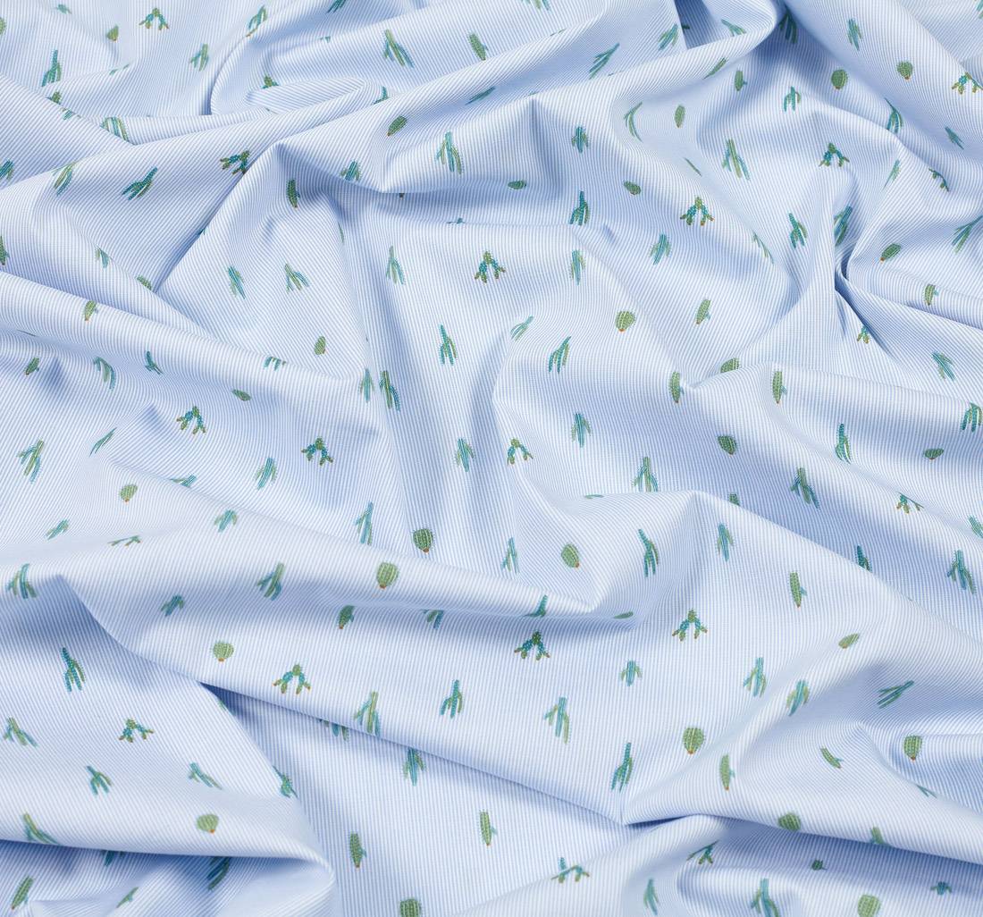 Поплин в полоску из 100% хлопка с принтованными кактусами. Дизайн "Saguaro stripe" (Полосы Сагуаро) от Liberty в наличии