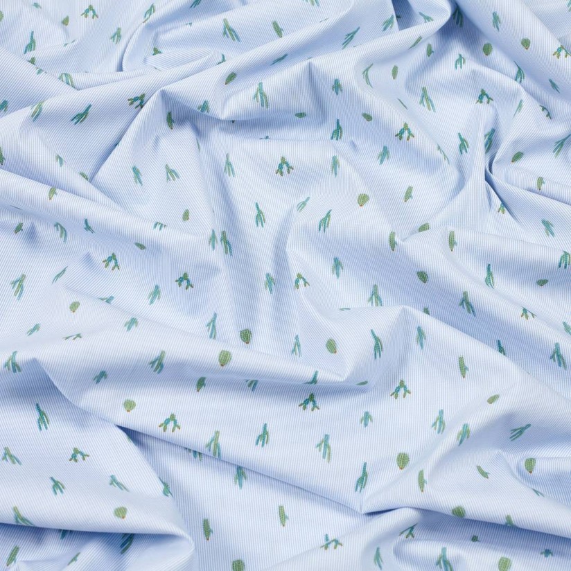 Поплин от Liberty из 100% хлопка. Дизайн «Saguaro stripe» (Полосы Сагуаро). Кактусы на бело-голубой полоске в наличии