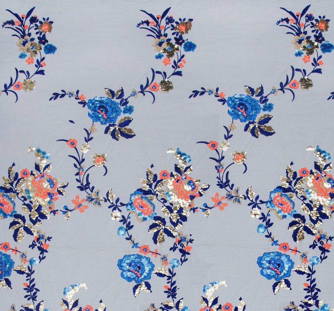 Сетка с вышивкой и пайетками в наличии