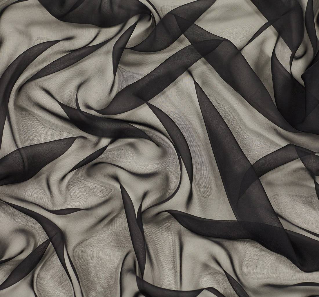 Шифон шелковый. Цвет черный в наличии