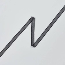 Тесьма узкая кружевная из хлопка. Мелкая сетка бобинет. Цвет черный в наличии