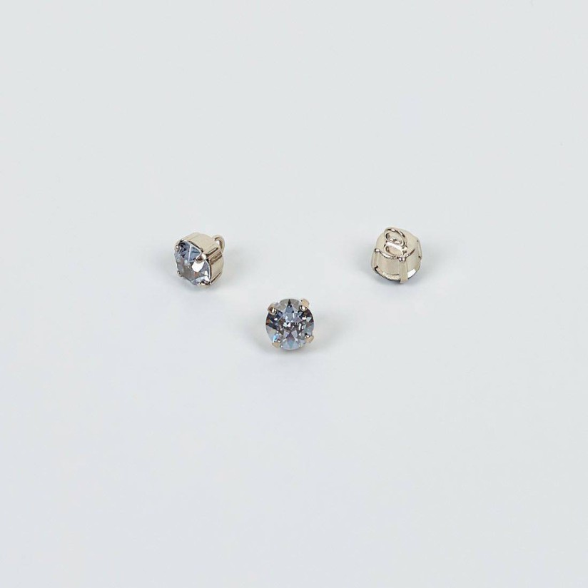 Пуговица металлическая с серо-голубым кристаллом Swarovski в наличии