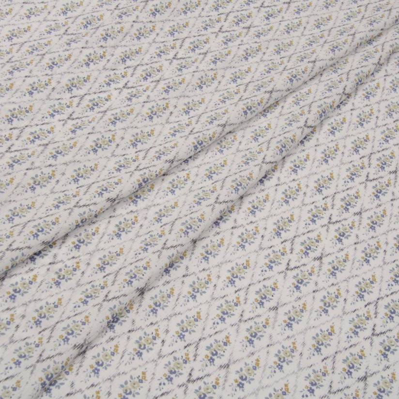 Хлопок Tana Lawn™ от Liberty. Принт «Mae» (Мэй). Цвет молочный/голубой/желтый в наличии