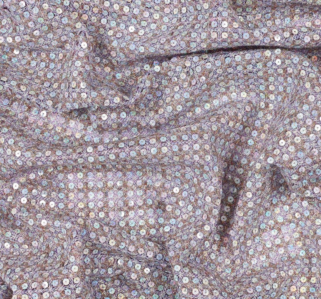 Эксклюзивная ткань, расшитая пайетками с голографическим эффектом. Цвет розовый/сиреневый/золотой в наличии