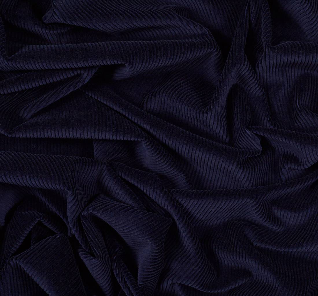 Вельвет из хлопка с добавлением льна и кашемира. Цвет темно-синий в наличии