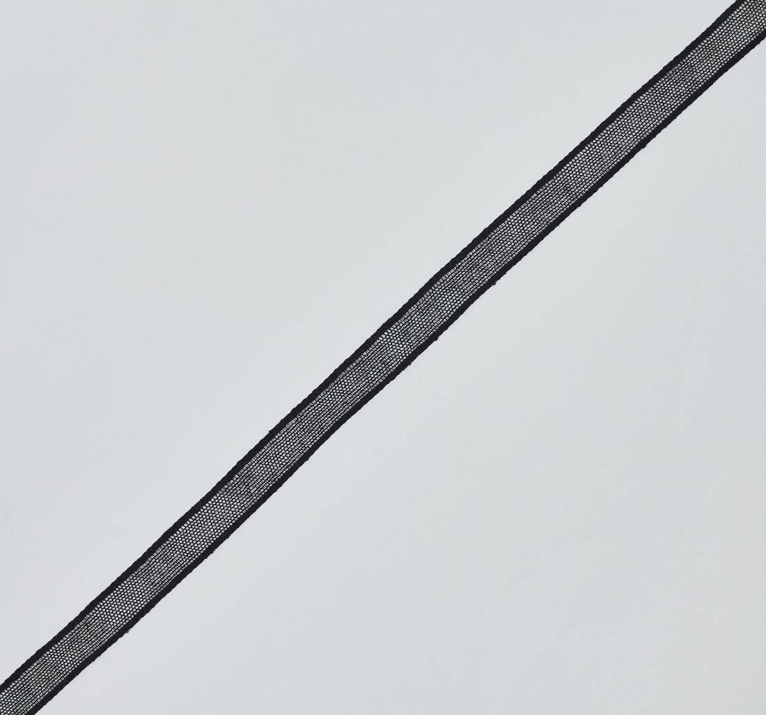 Тесьма узкая кружевная из хлопка. Мелкая сетка бобинет. Цвет черный в наличии