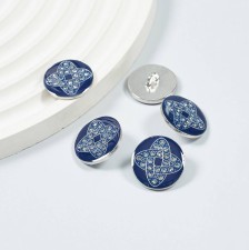 Пуговица металлическая круглая на ножке. Декор "Узел Соломона", стразы Swarovski, эмалевое покрытие. Цвет серебро/синий в наличии