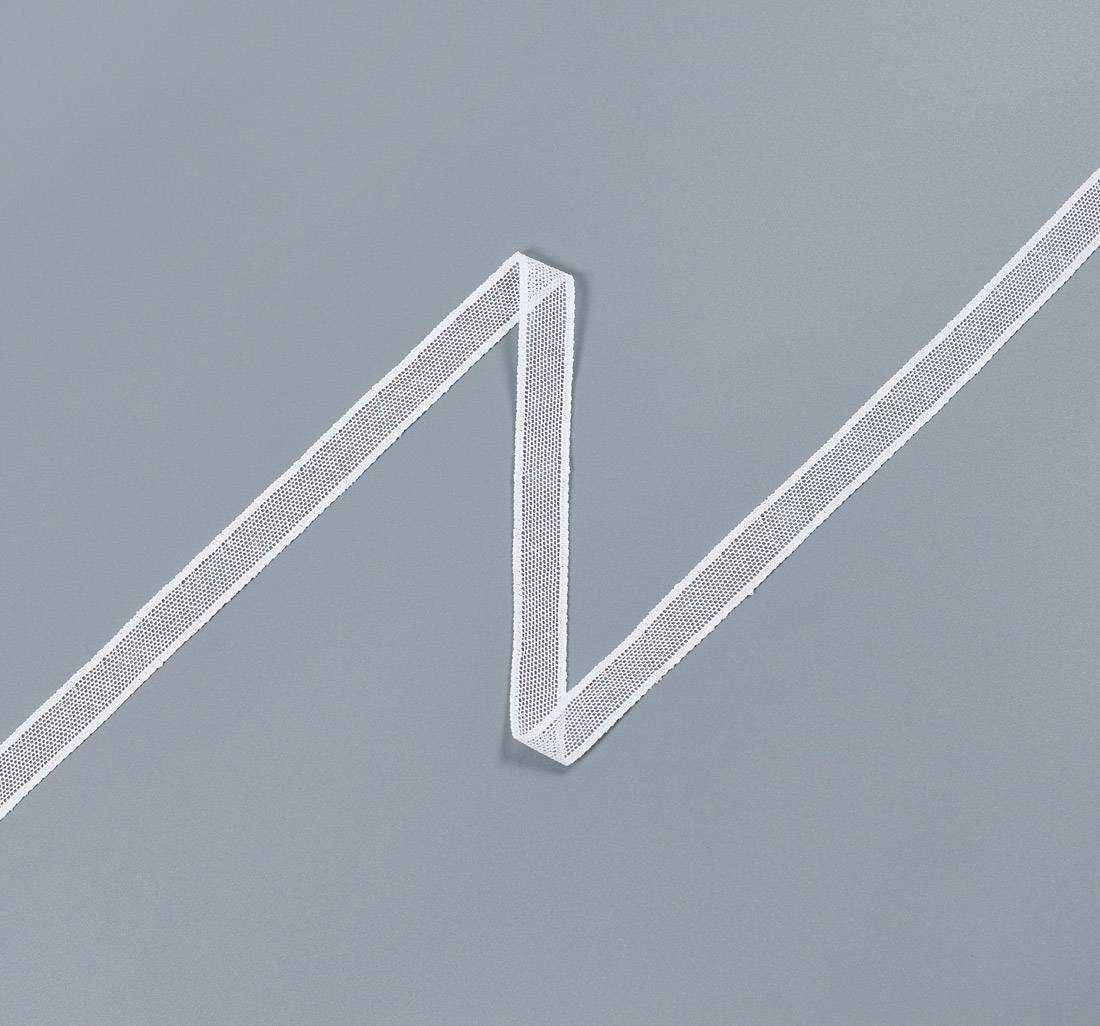 Тесьма узкая кружевная из хлопка. Мелкая сетка бобинет. Цвет белый в наличии