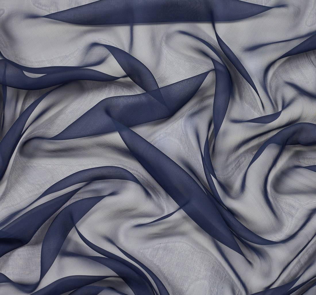 Шифон шелковый. Цвет темно-синий в наличии