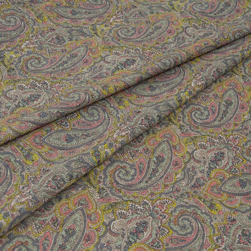 Хлопок Tana Lawn от Liberty. Принт «Tessa» (Тесса). Цвет серый/розовый/желтый в наличии