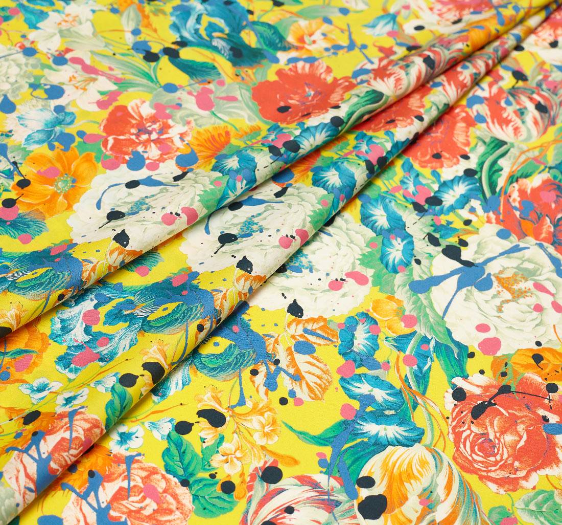 Хлопок Tana Lawn™ от Liberty с ярким цветочным авторским принтом "Punk Rosey" (Панк Рози) в наличии