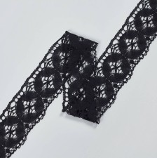 Тесьма кружевная из хлопка. Геометрический узор. Цвет черный в наличии