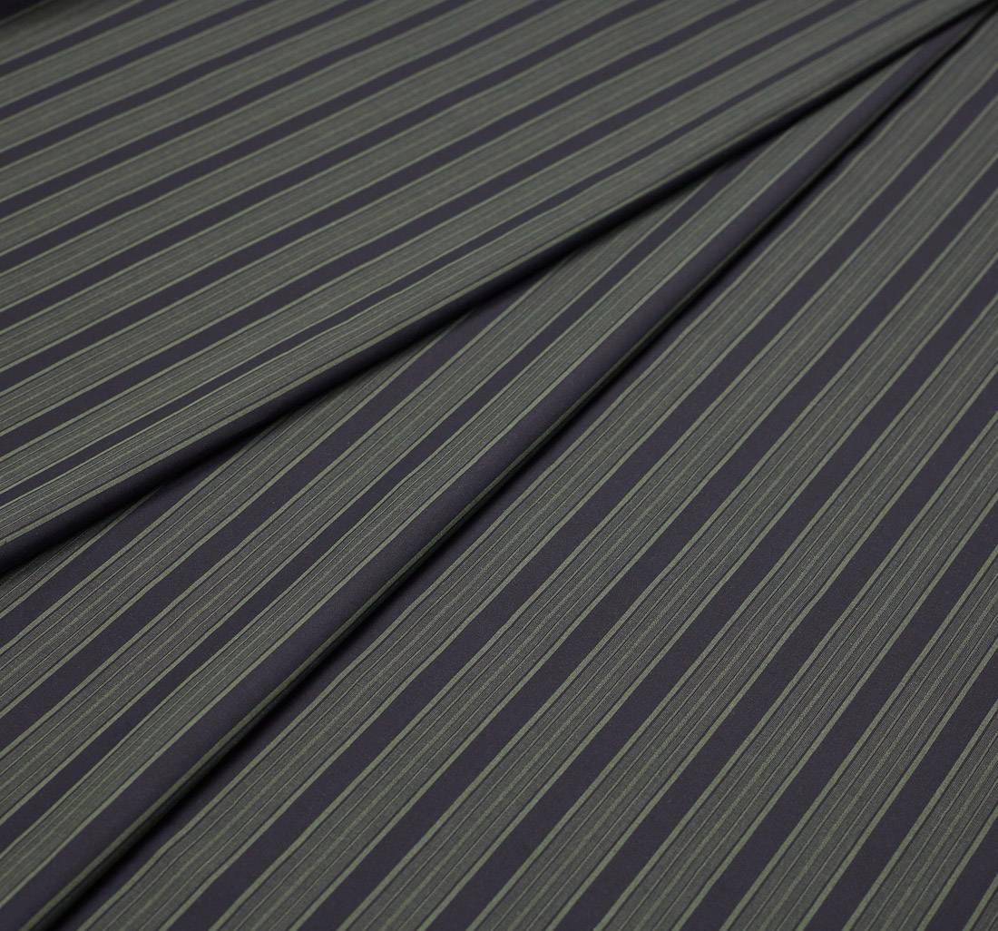 Ткань из 100% хлопка в черно-зеленую полоску от Cotonificio Albini в наличии