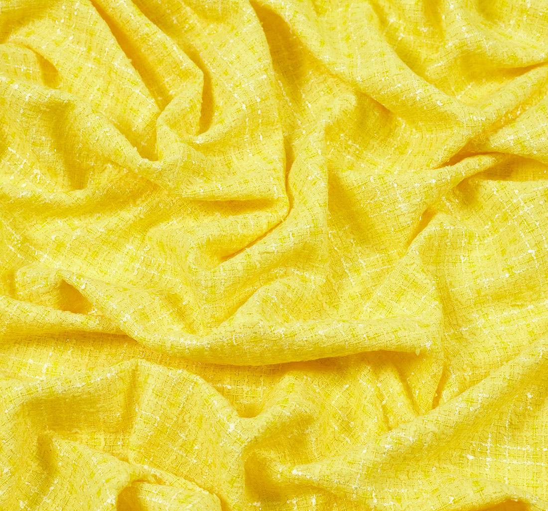 Ткань в стиле "Шанель". Белая клетка на желтом фоне в наличии