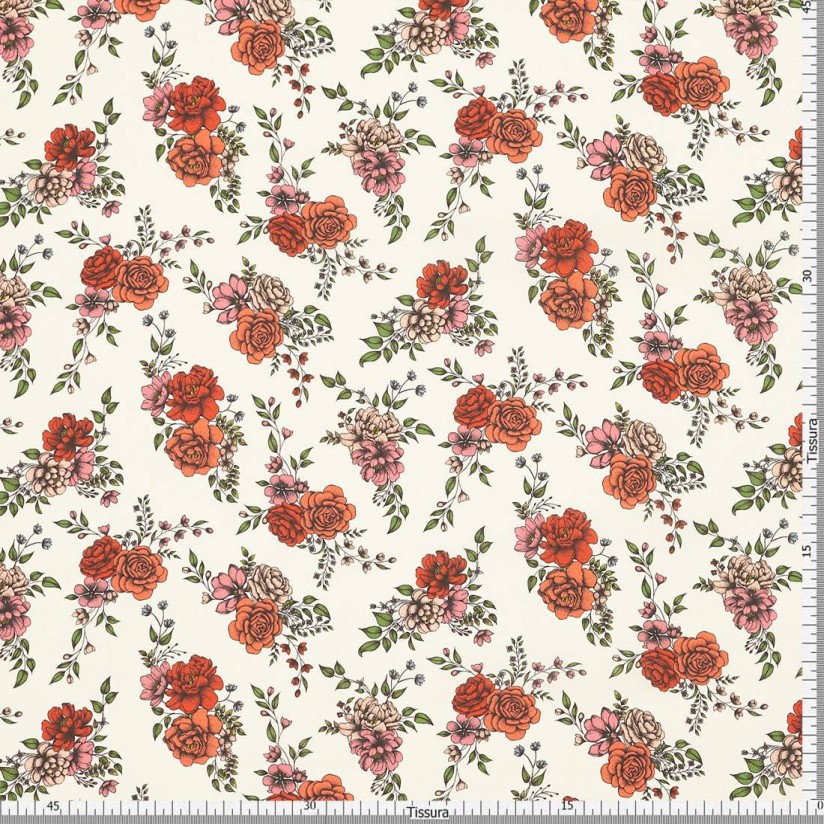 Хлопок Tana Lawn™ от Liberty с авторским цветочным принтом "Inked Rose" (Татуированная роза) в наличии