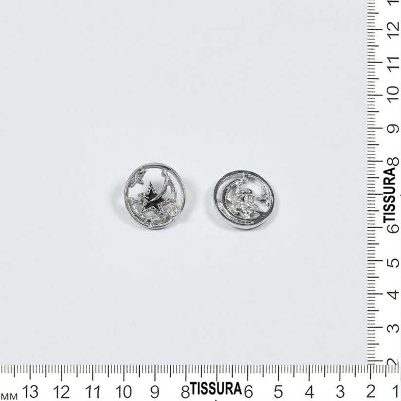 Пуговица из серебристого металла круглая ажурная на ножке со стразами Swarovski в наличии