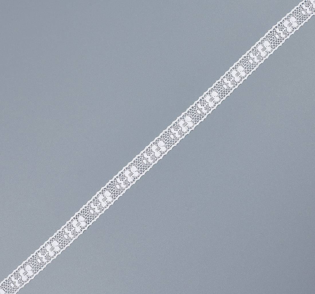 Тесьма кружевная из хлопка. Цветочный орнамент. Цвет белый в наличии