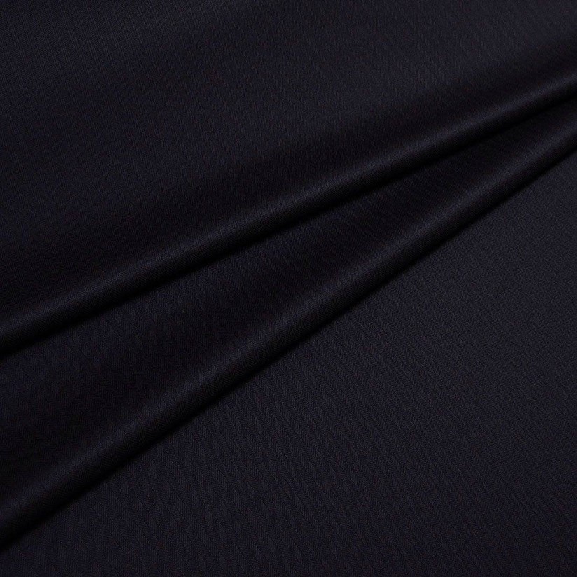Шерсть костюмная в «в ёлочку» (herringbone). Цвет темно-синий в наличии