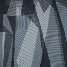 Тонкий шифон из 100% шелка с абстрактным узором в темно-синих и серо-синих тонах в наличии