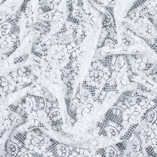 Кружево из хлопка. Растительный узор (цветы и листья). Имитация коклюшечных кружев. Цвет белый в наличии