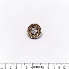 Пуговица из металла  с золотистыми и серебристыми кристаллами Swarovski в наличии