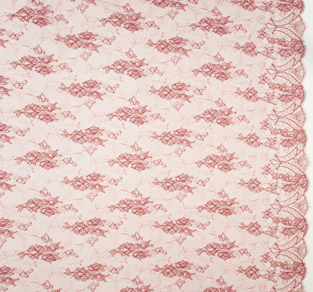 Ткань Кружево машинного вязания из химических нитей. Цвет бордовый в наличии