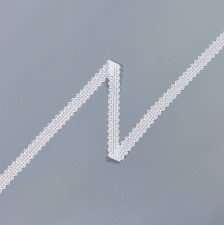 Тесьма кружевная из хлопка. Фестоны с «пико» по краям. Имитация вышивки «мережка». Цвет белый в наличии