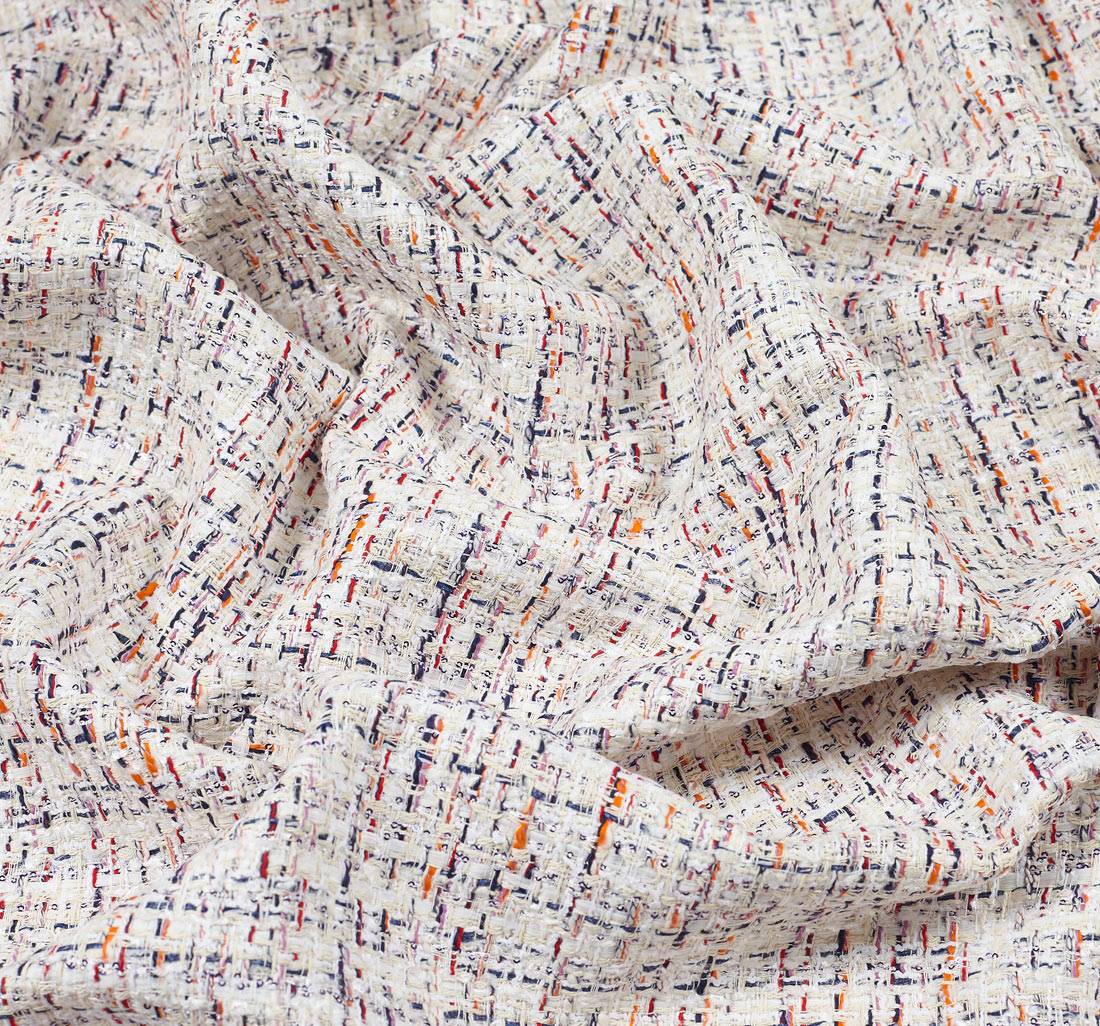 Ткань в стиле "Шанель", декорированная пайетками. Цвет синий/оранжевый/красный/молочный в наличии