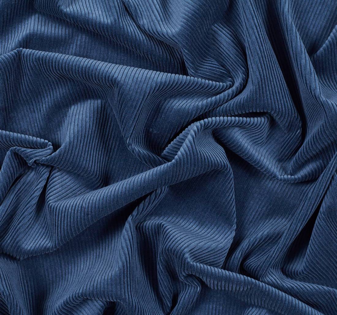 Вельвет из хлопка с добавлением льна и кашемира. Цвет синий в наличии