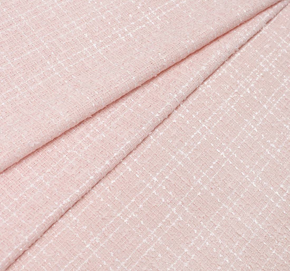 Ткань в стиле "Шанель". Белая клетка на розовом фоне в наличии