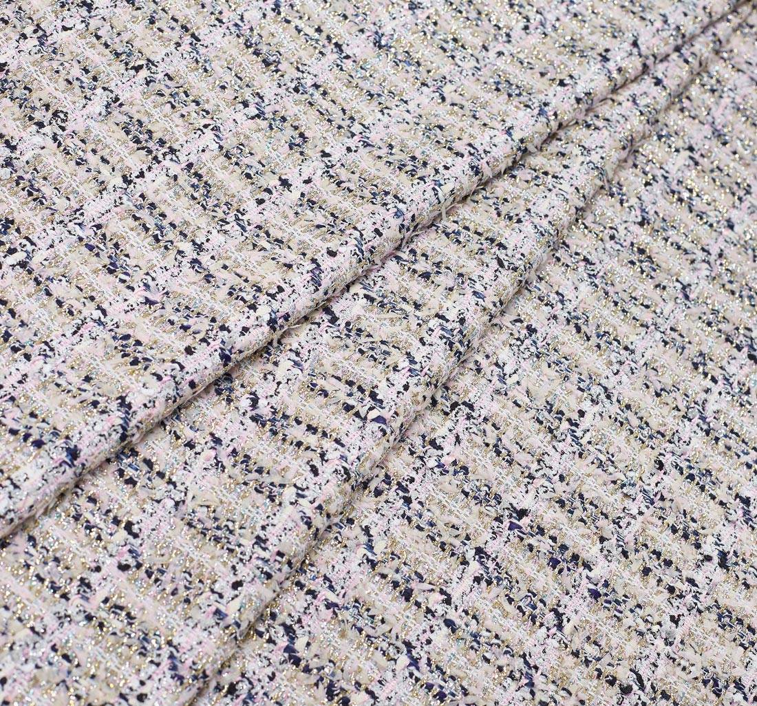 Ткань в стиле "Шанель". Цвета розовый/синий/белый/золото в наличии