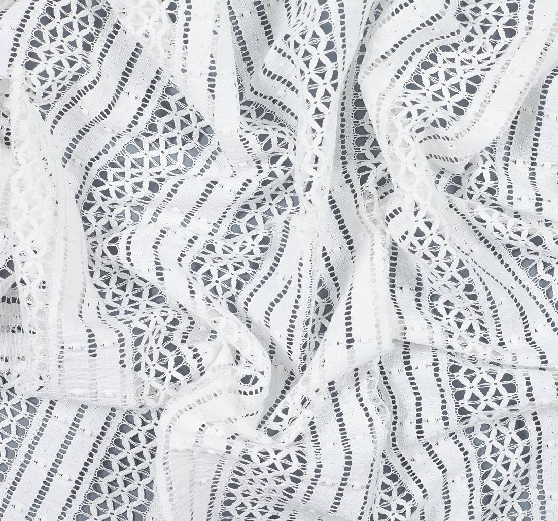 Кружево из хлопка. Имитация вышивки «мережка». Цвет молочный в наличии