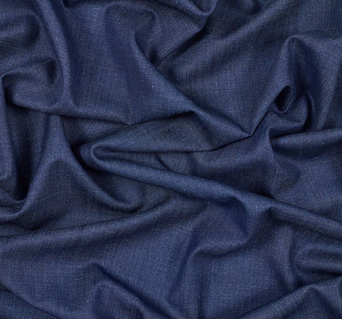 Шерсть-стрейч из мериносовой шерсти с добавлением шелка и льна. Цвет синий с эффектом "делаве" в наличии