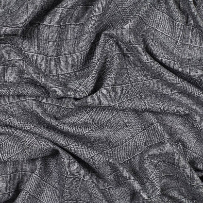 Ткань костюмная от Loro Piana из коллекции "Zelander Natural Stretch". Естественная эластичность. Серо-черная клетка в наличии