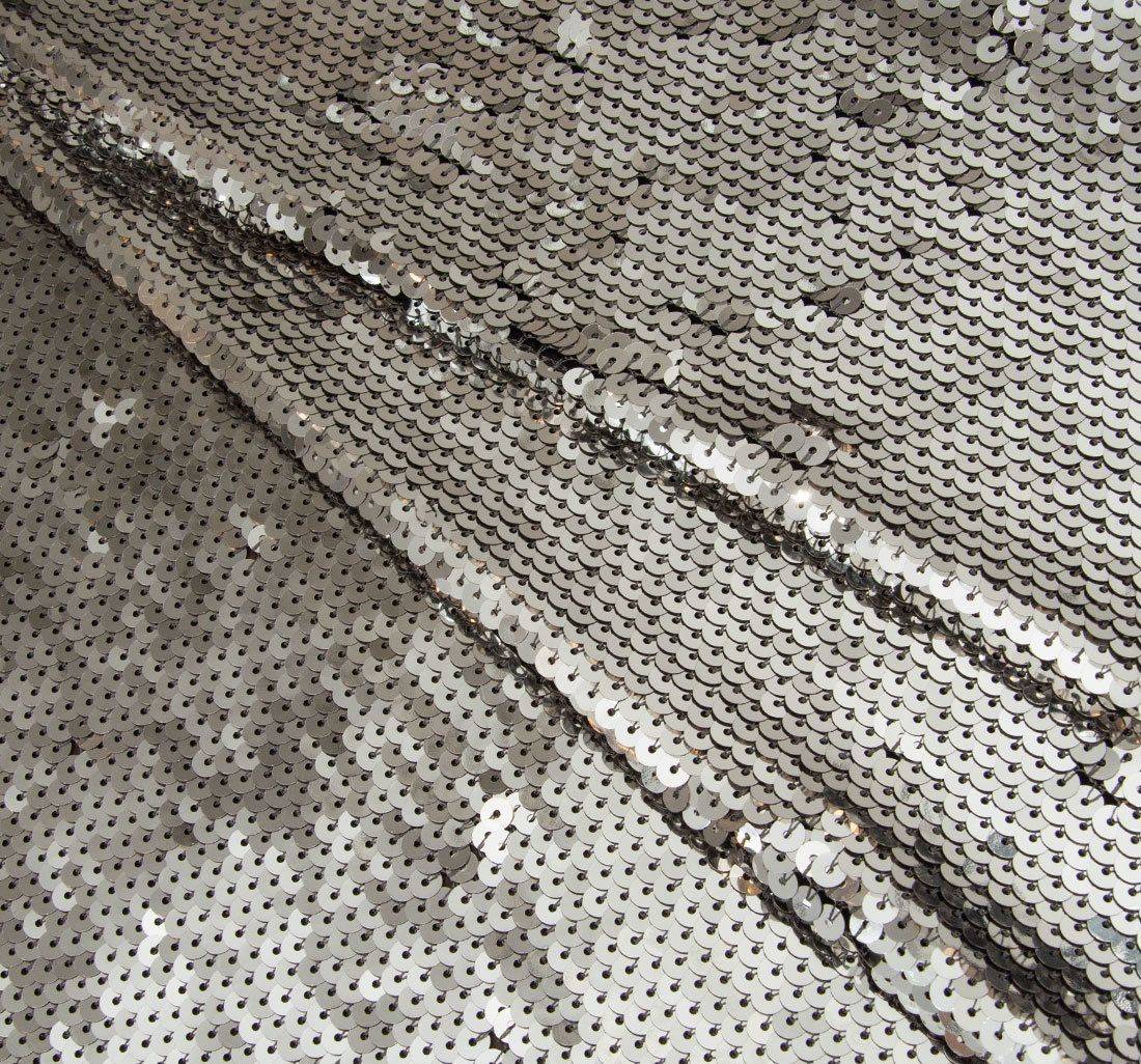 07/01410/005 Ткань вышитая пайетками Арозио черный+серебряный в наличии