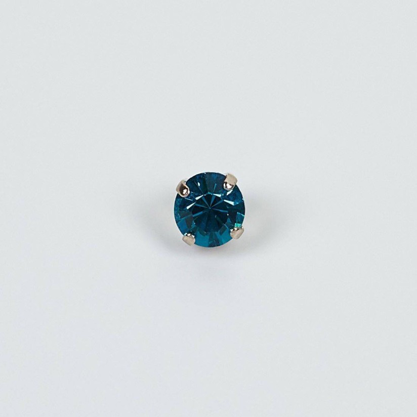 Пуговица металлическая с кристаллом Swarovski цвета морской волны в наличии