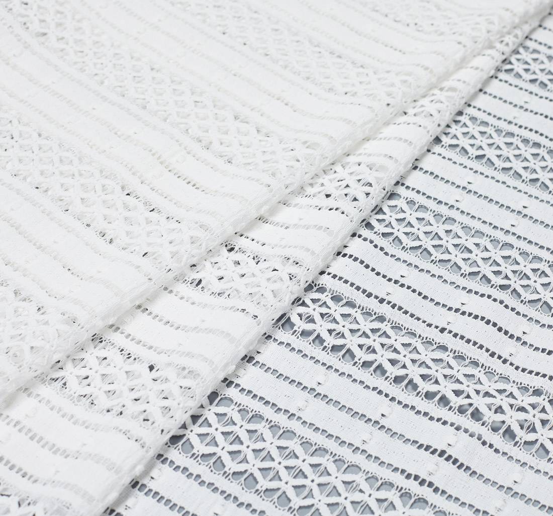 Кружево из хлопка. Имитация вышивки «мережка». Цвет молочный в наличии