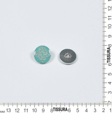 Пуговица металлическая со стразами Swarovski со светло-бирюзовым эмалированным покрытием в наличии
