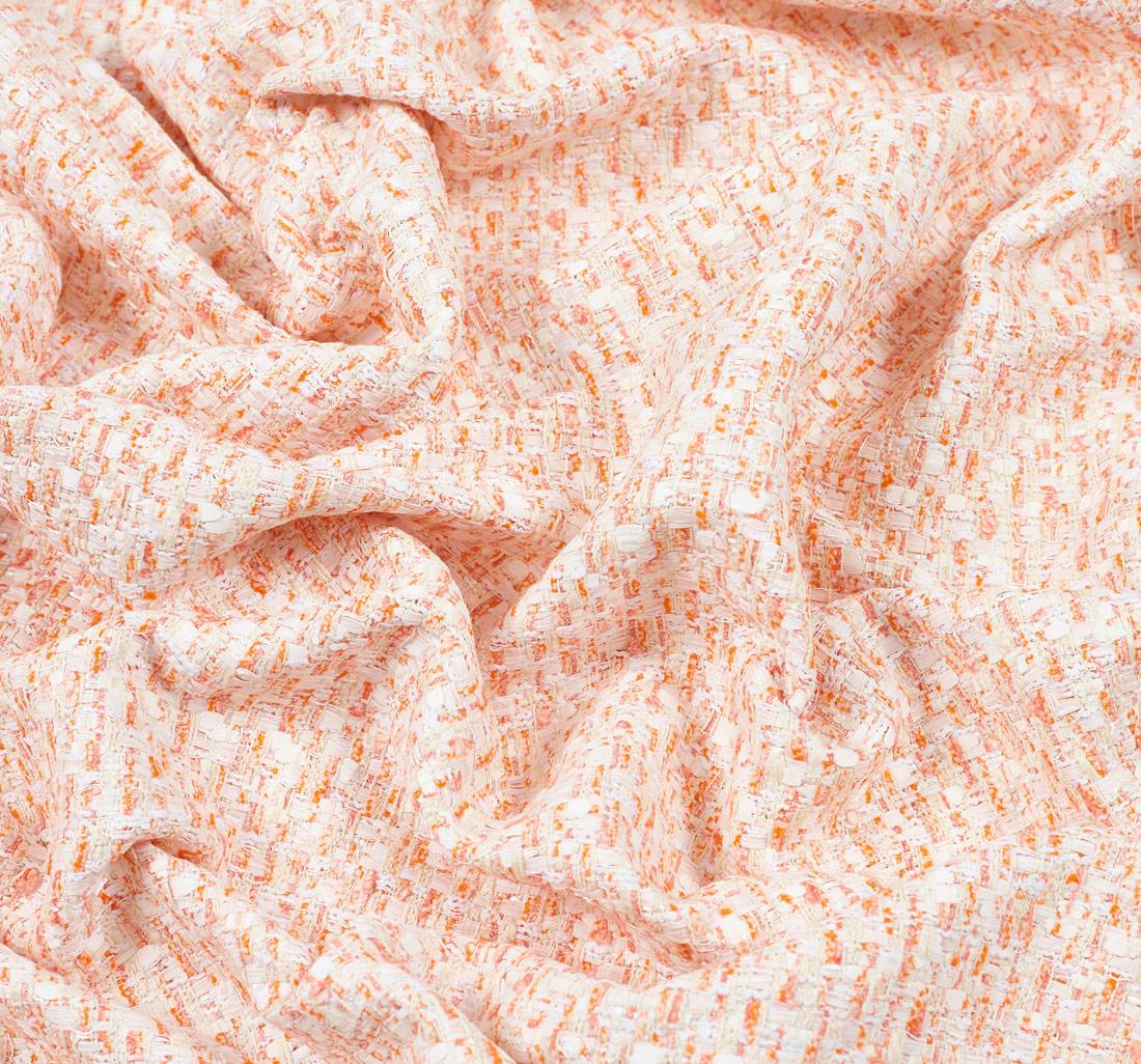 Ткань в стиле "Шанель". Цвета оранжевый/молочный/белый в наличии