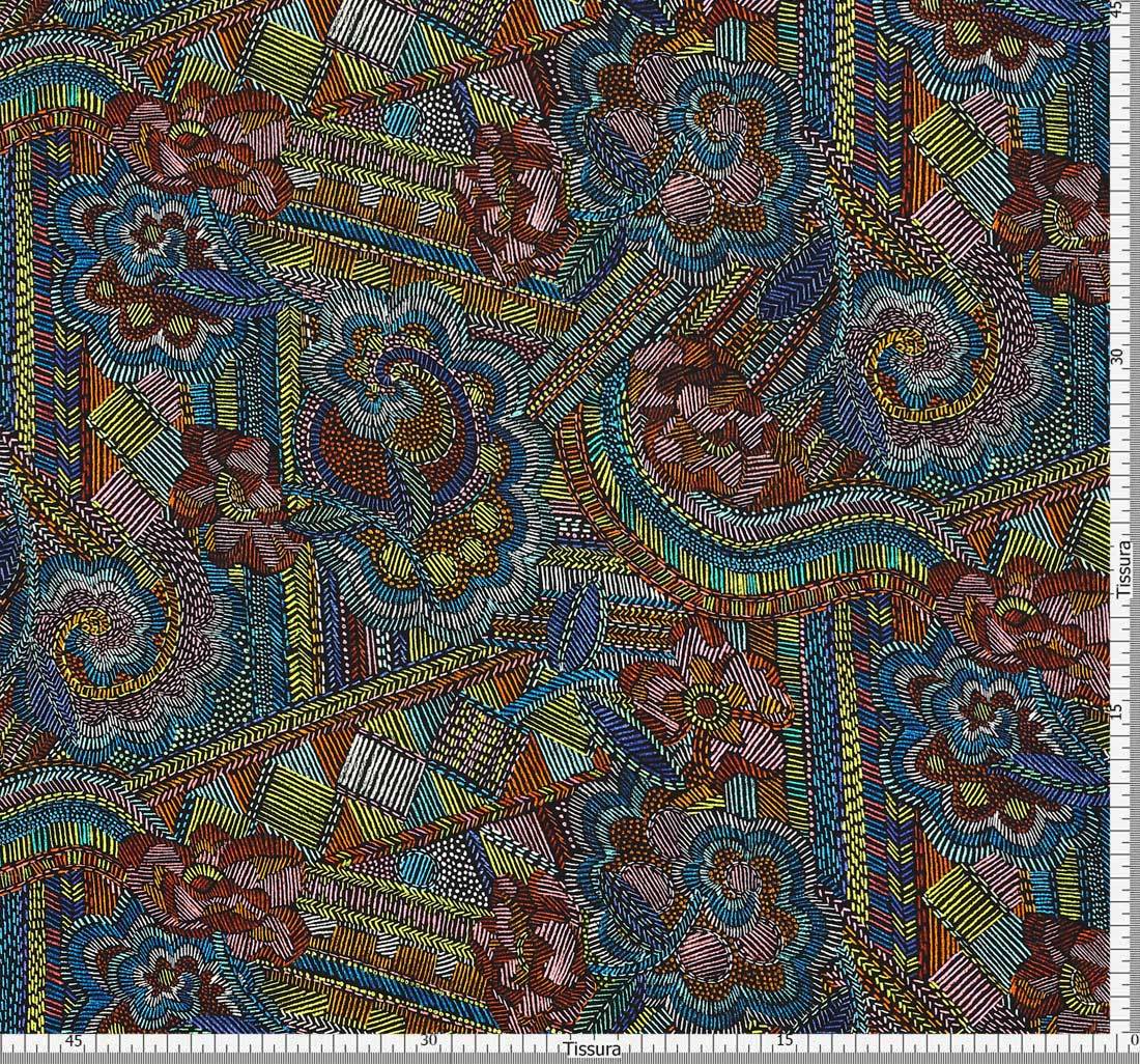 Крепдешин шелковый принтованный от Liberty. Принт "Disco Fever" (Лихорадка диско) в наличии