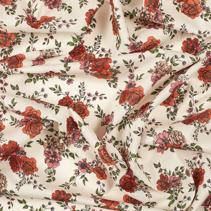 Хлопок Tana Lawn™ от Liberty с авторским цветочным принтом "Inked Rose" (Татуированная роза) в наличии