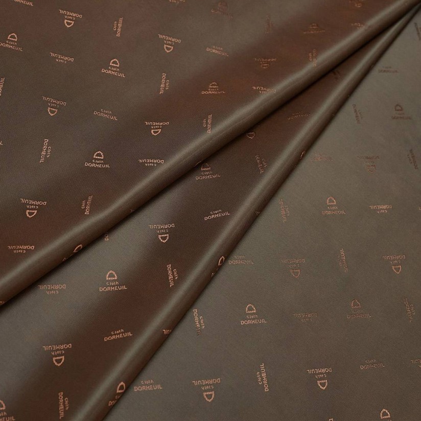 Ткань подкладочная с жаккардовым логотипом Dormeuil. Цвет темно-коричневый в наличии