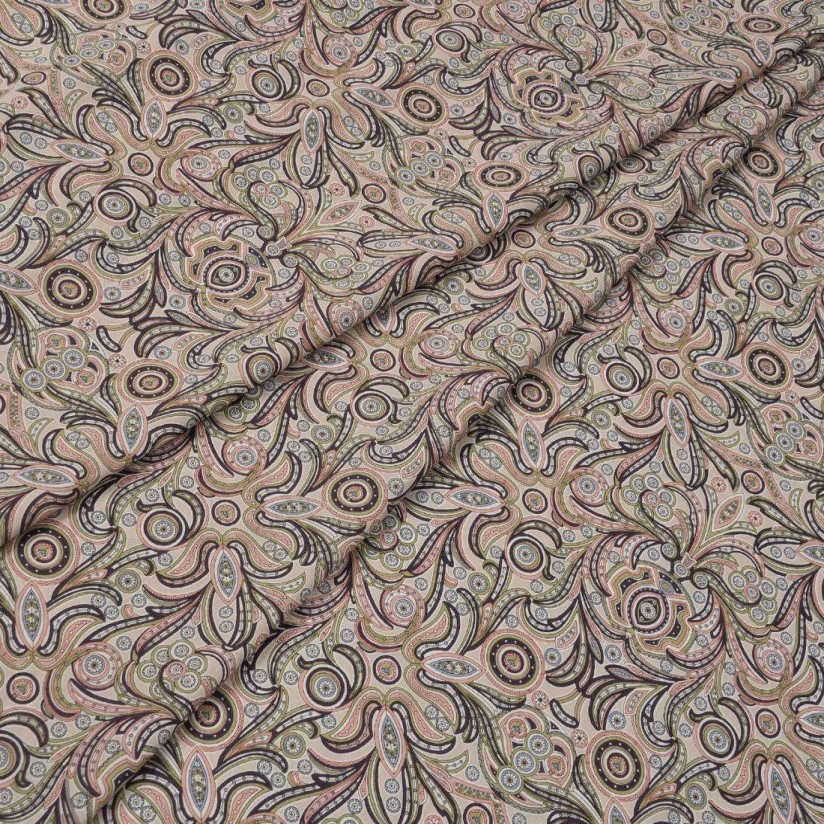 Хлопок Tana Lawn от Liberty. Принт «Peach Nouveau» (Персиковый модерн). Цвет бежевый/коричневый/розовый в наличии