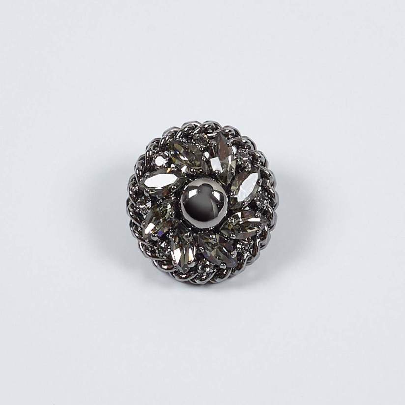 Пуговица металлическая на ножке, декорированная кристаллами Swarovski в наличии