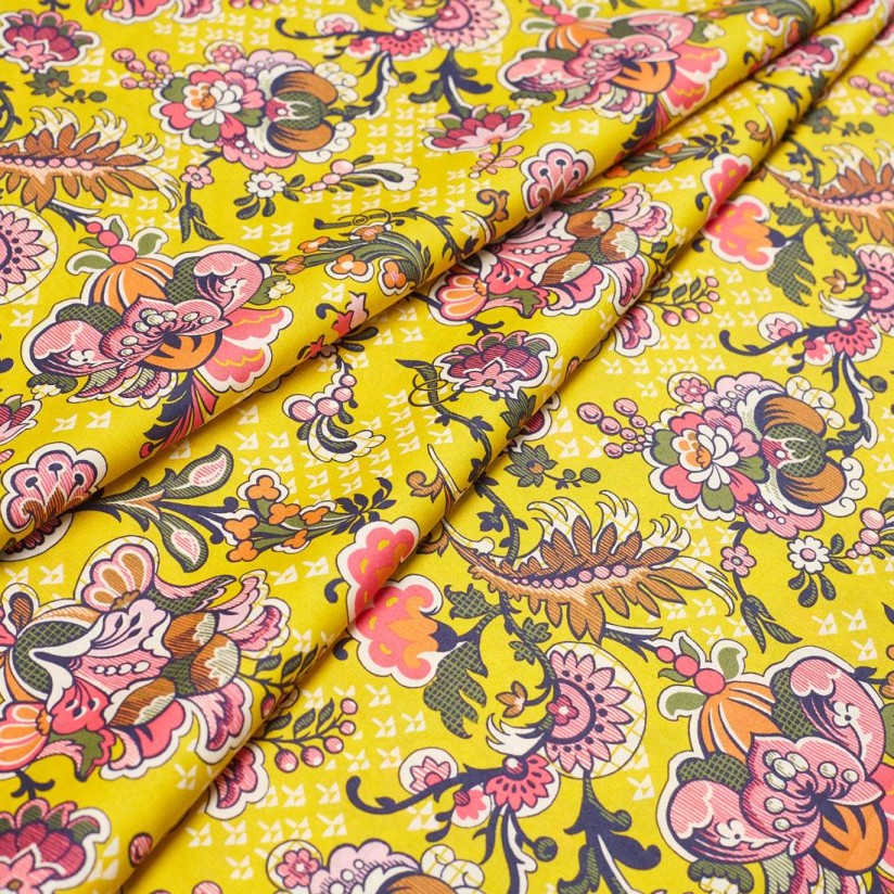 Хлопок Tana Lawn™ от «Liberty». Принт «Weavers’ wonder» (Шедевр ткачей). Цвет желтый, розовый, хаки в наличии