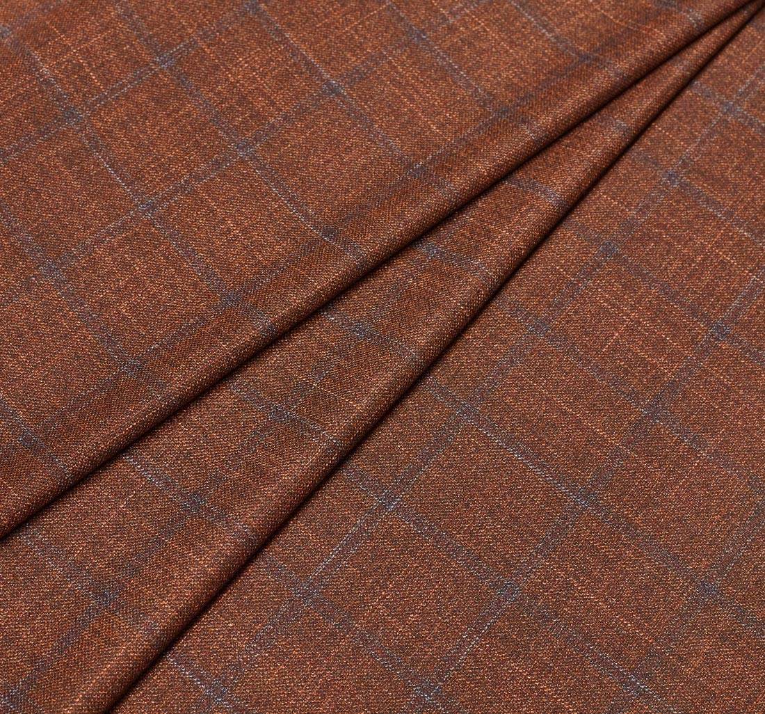 Ткань костюмная от Loro Piana в рыже-коричневую клетку из коллекции «Silk Air» из шерсти, шелка и кашемира в наличии