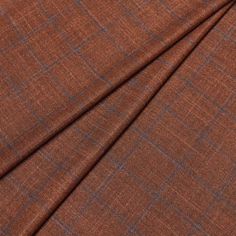 Ткань костюмная от Loro Piana в рыже-коричневую клетку из коллекции «Silk Air» из шерсти, шелка и кашемира в наличии